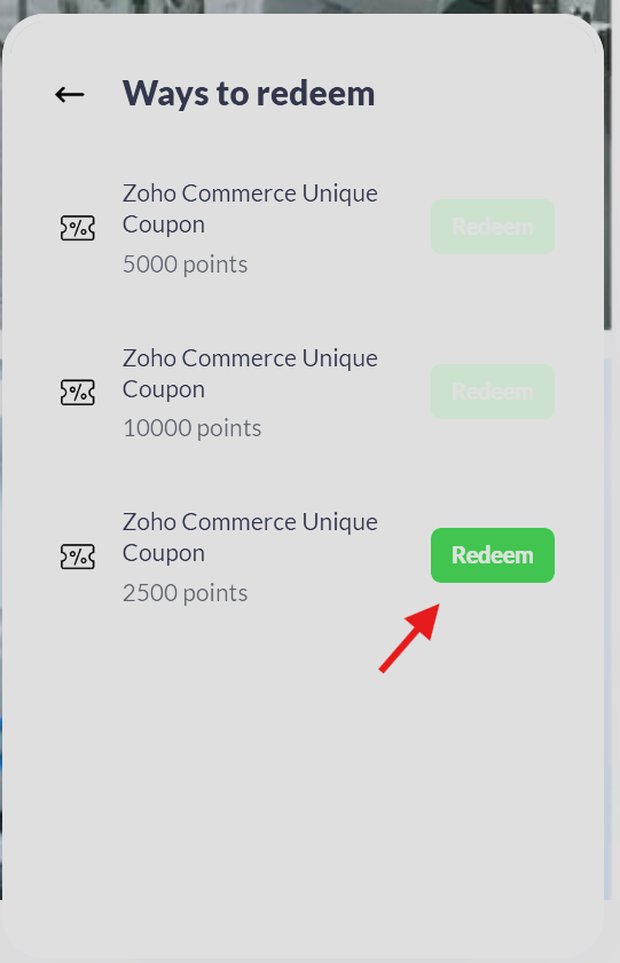 Ways to redeem list with a green Redeem button on an affordable coupon
